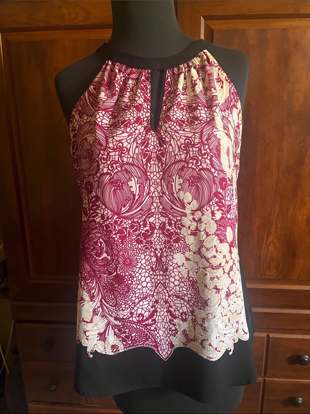 New York & Company Berry and Cream Halter Camisole